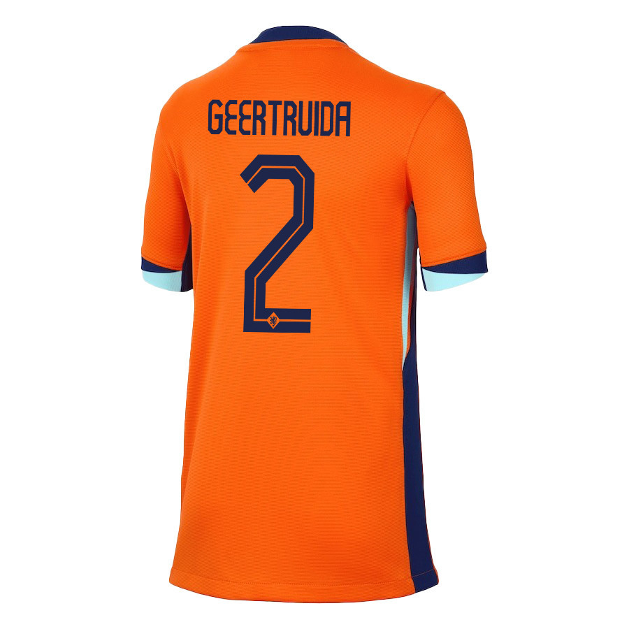 Lutsharel Geertruida 2 Netherlands National Team 2024/25 Home YOUTH Jersey - Orange