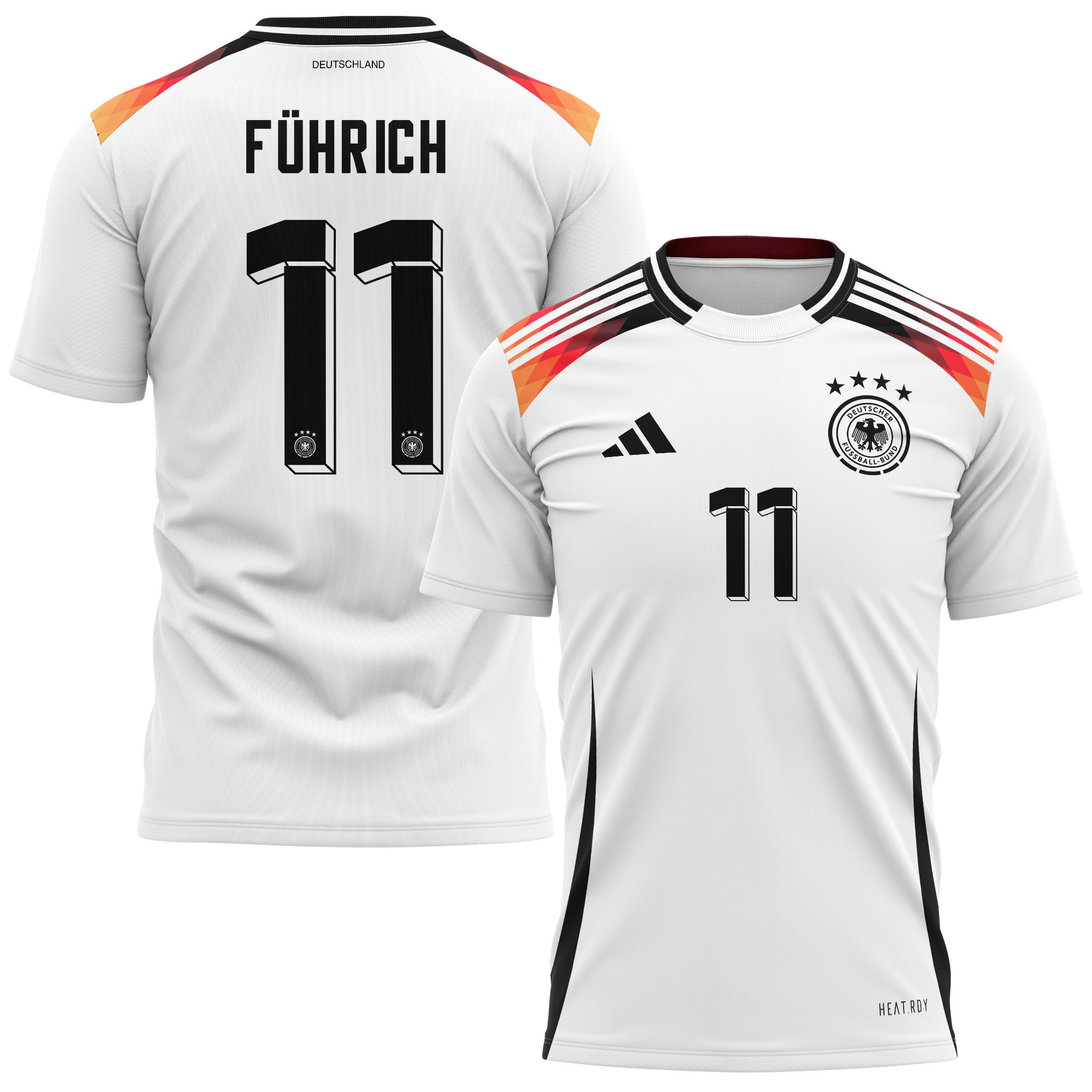Chris Führich 11 Germany National Team 2024 Home Kits AOP T-shirt - White