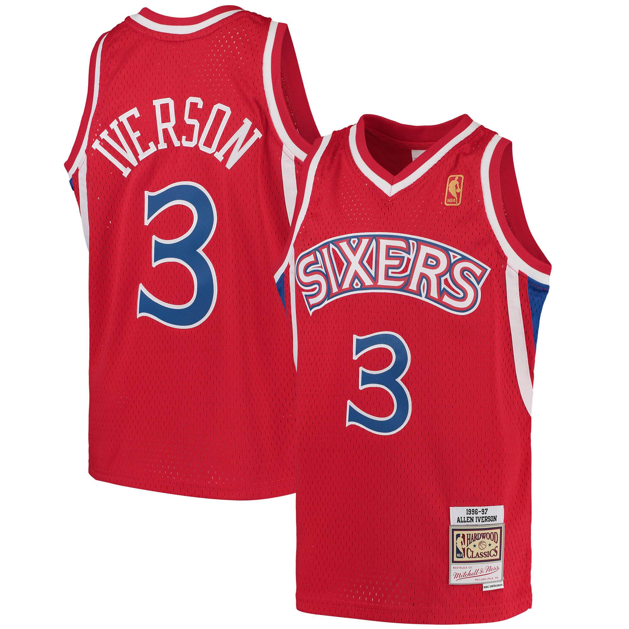 Allen Iverson Philadelphia 76ers Mitchell & Ness Youth 1996\/97 Hardwood Classics Swingman Throwback Jersey - Red