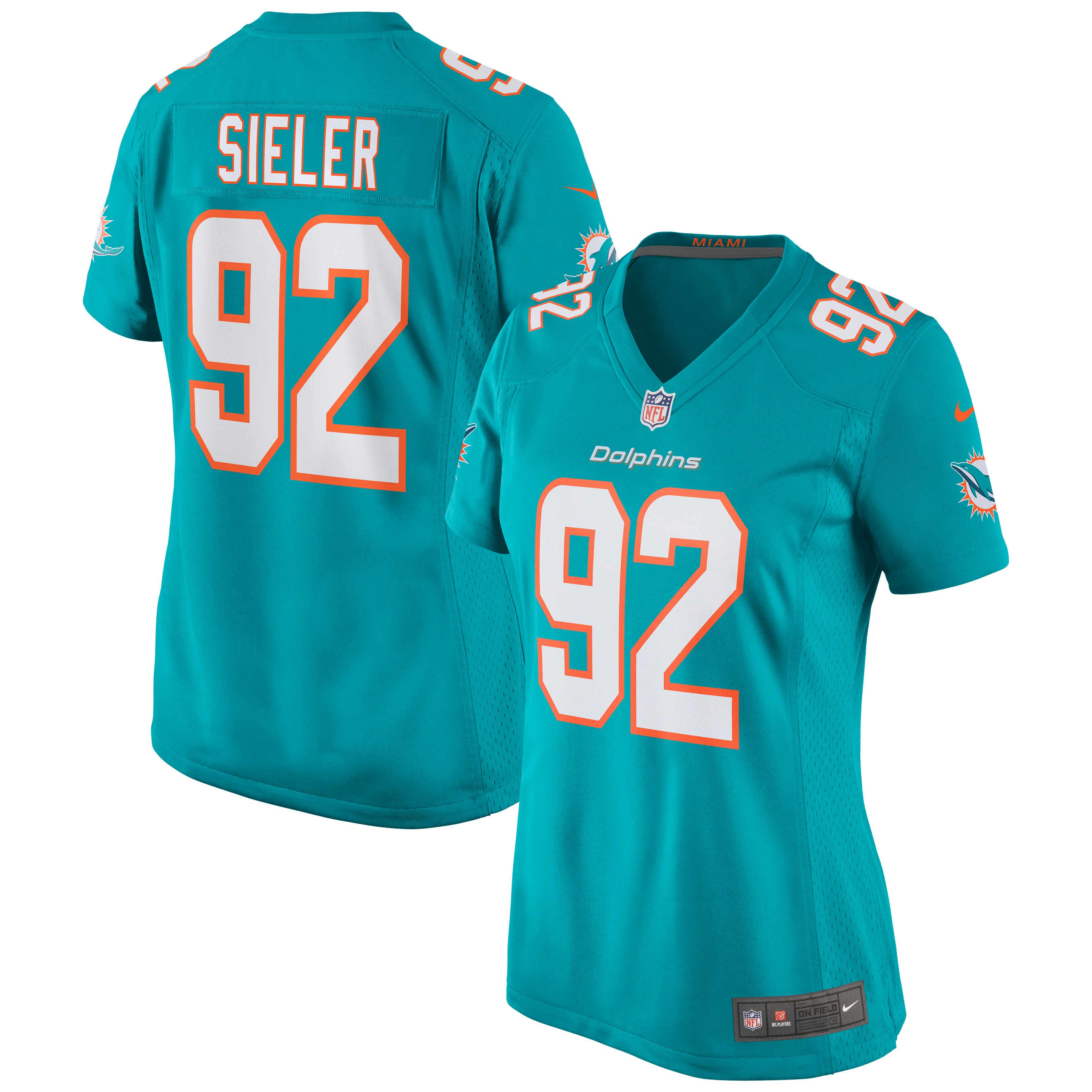 Zach Sieler Miami Dolphins  Women's Game Jersey - Aqua