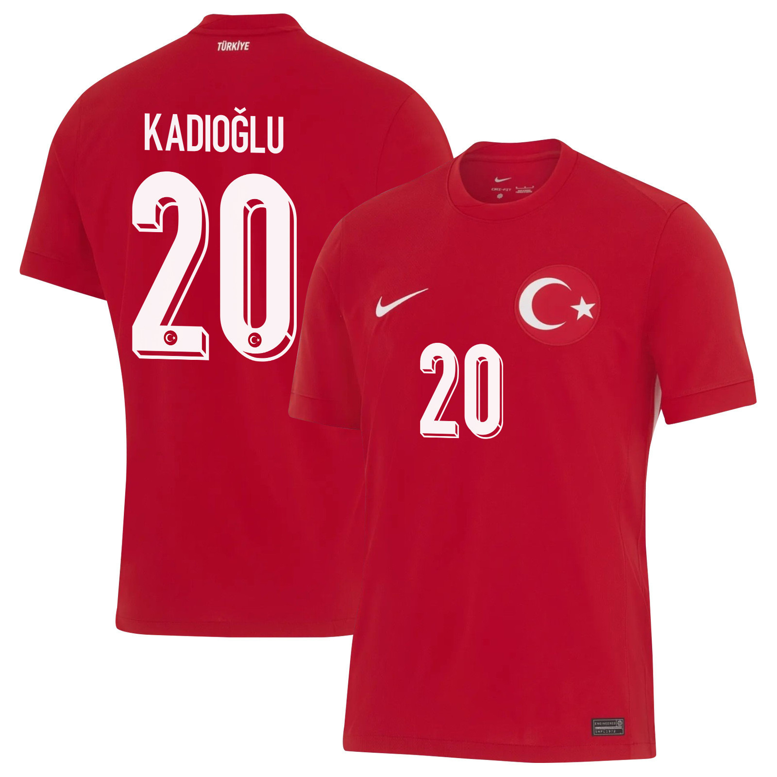Ferdi Kadıoğlu 20 Turkey National Team 2024 Away Stadium Men Jersey - Red