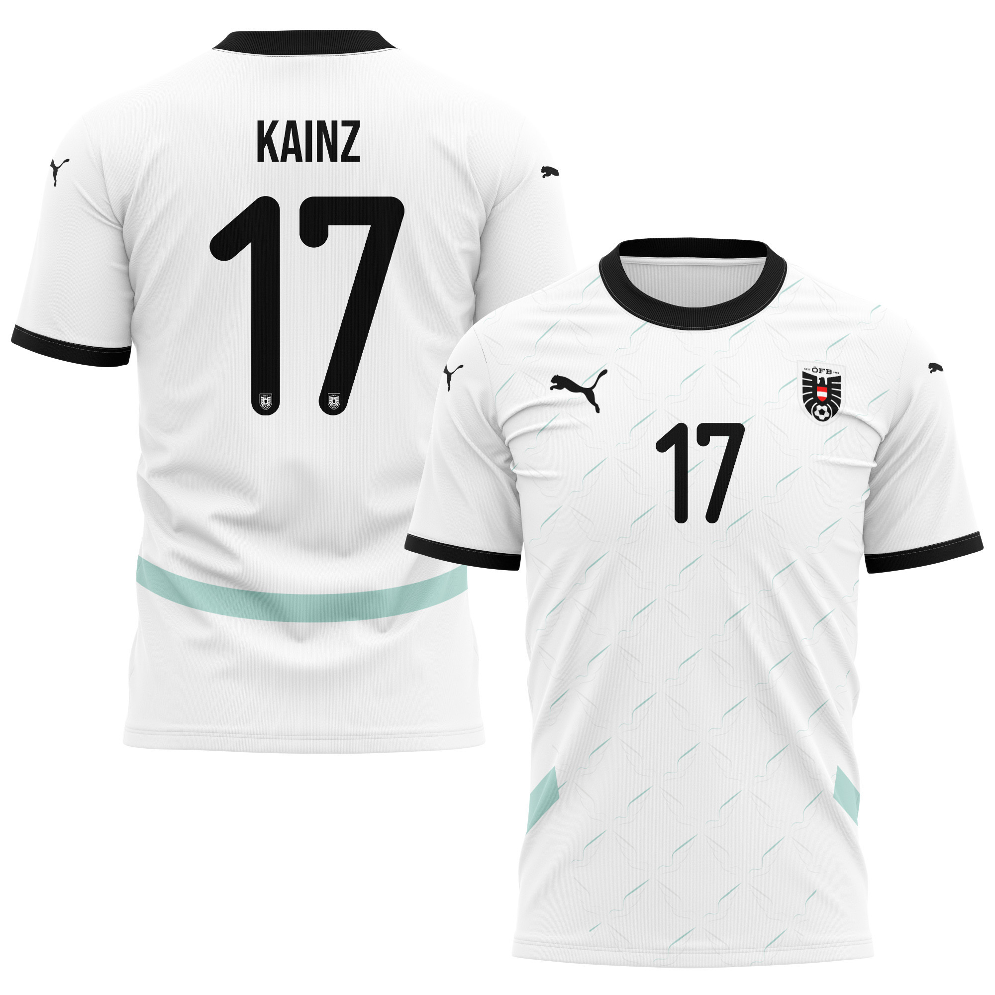Florian Kainz 17 Austria National Team 2024/25 Away Kits AOP T-shirt - White