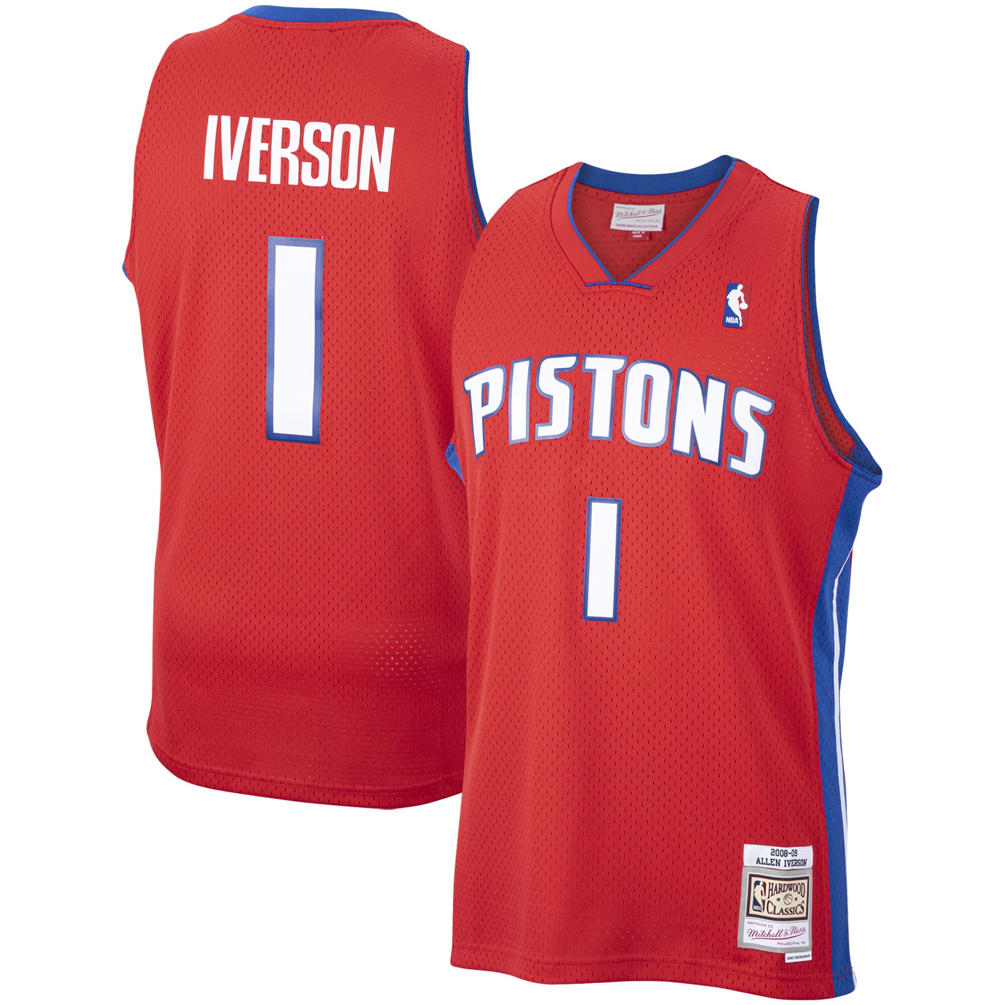 Allen Iverson Detroit Pistons Mitchell & Ness  2008\/09 Hardwood Classics Swingman Jersey - Red