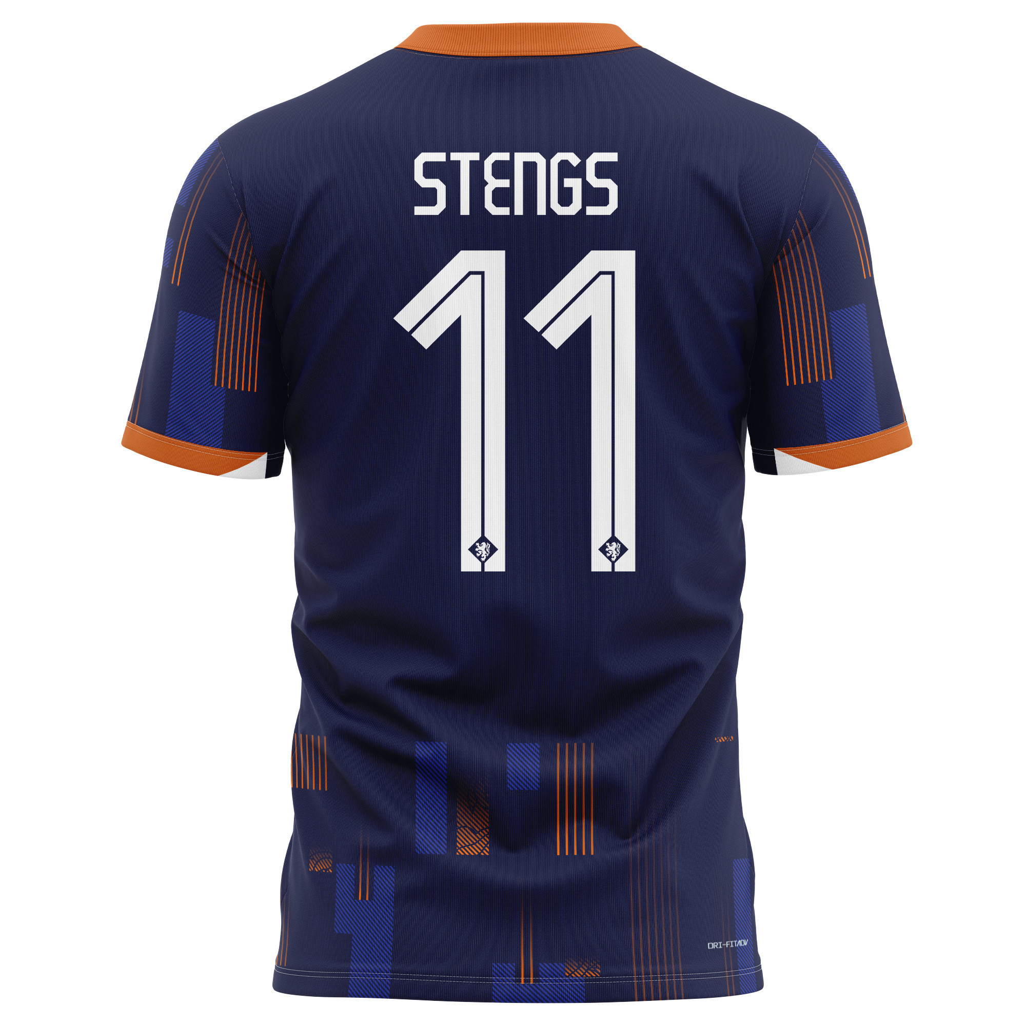 Calvin Stengs 11 Netherlands National Team 2024 Away Kits AOP T-shirt - Navy