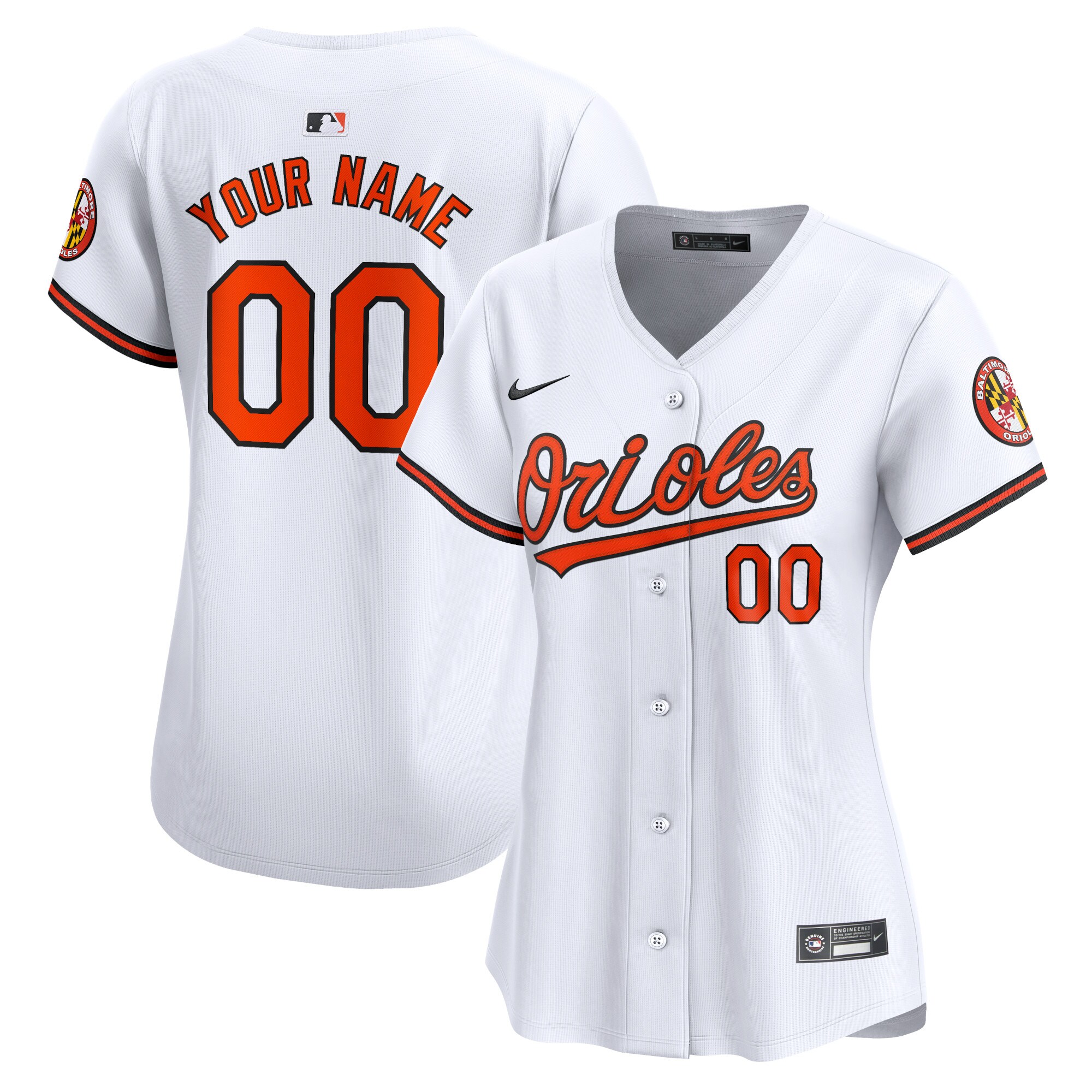 Baltimore Orioles  Women's Home Limited Custom Jersey - White