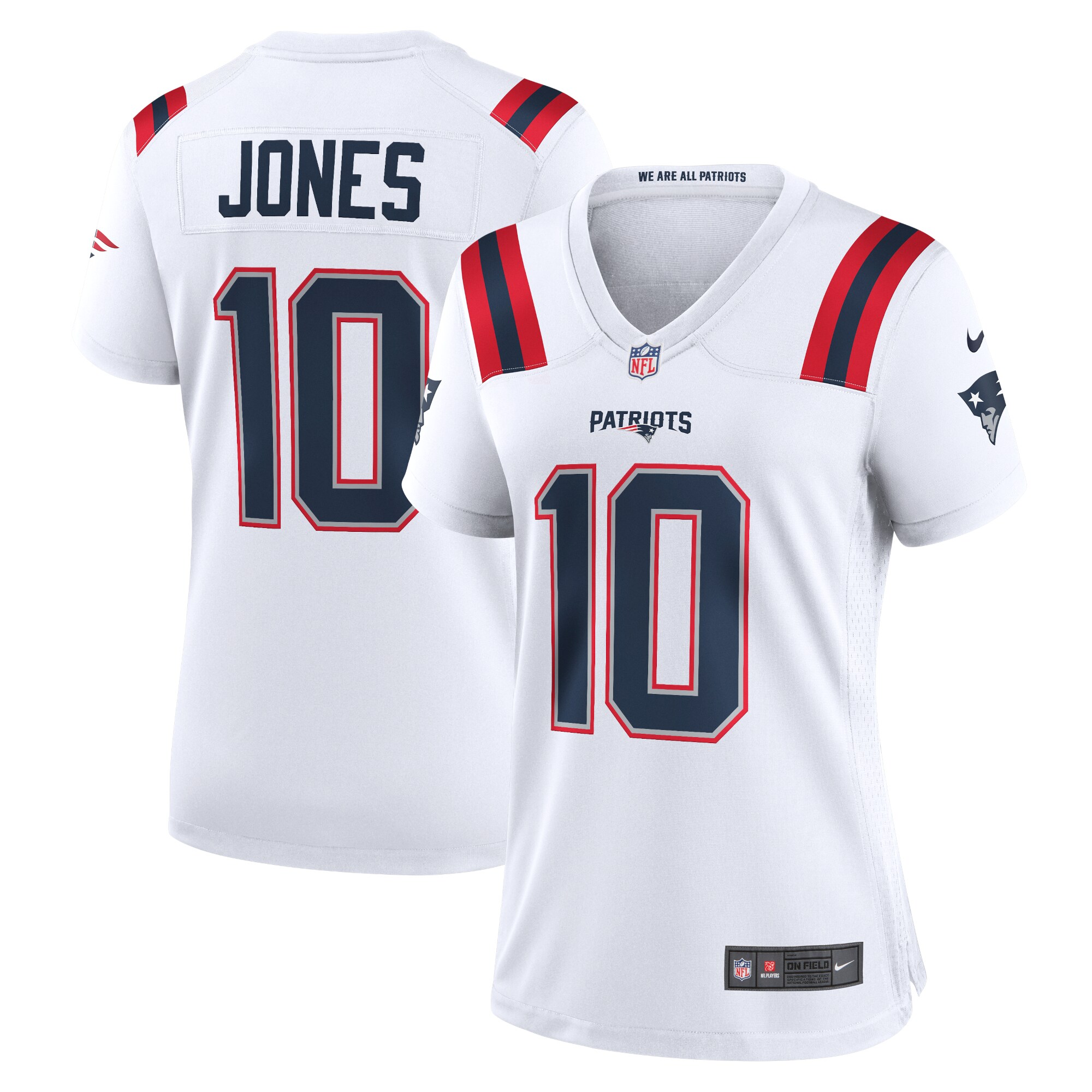 Mac Jones New England Patriots  Women's Game Jersey - White