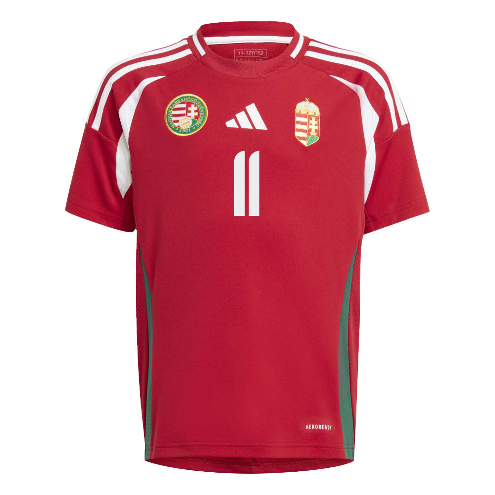 András Németh 11 Hungary National Team 2024/25 Home YOUTH Jersey - Red