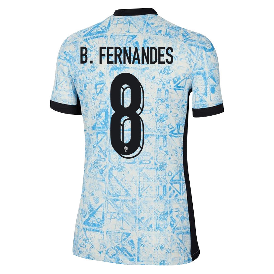Bruno Fernandes 8 Portugal National Team 2024/25 Away WOMEN Jersey - Cream/Blue