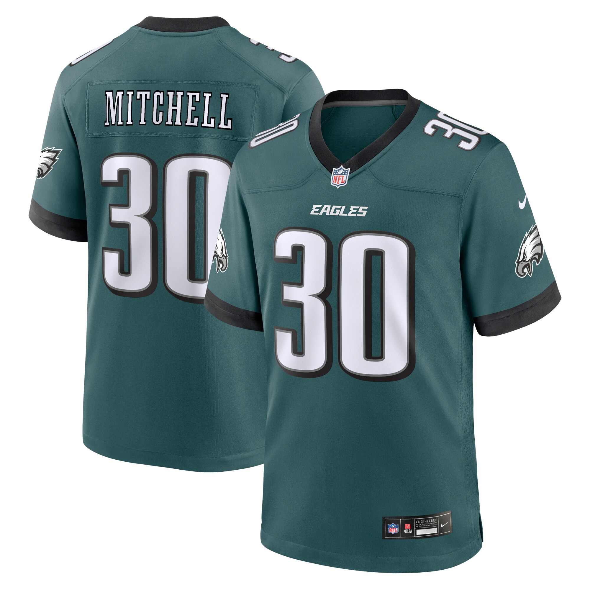 Quinyon Mitchell Philadelphia Eagles  2024 NFL Draft First Round Pick Player Game Jersey - Midnight Green