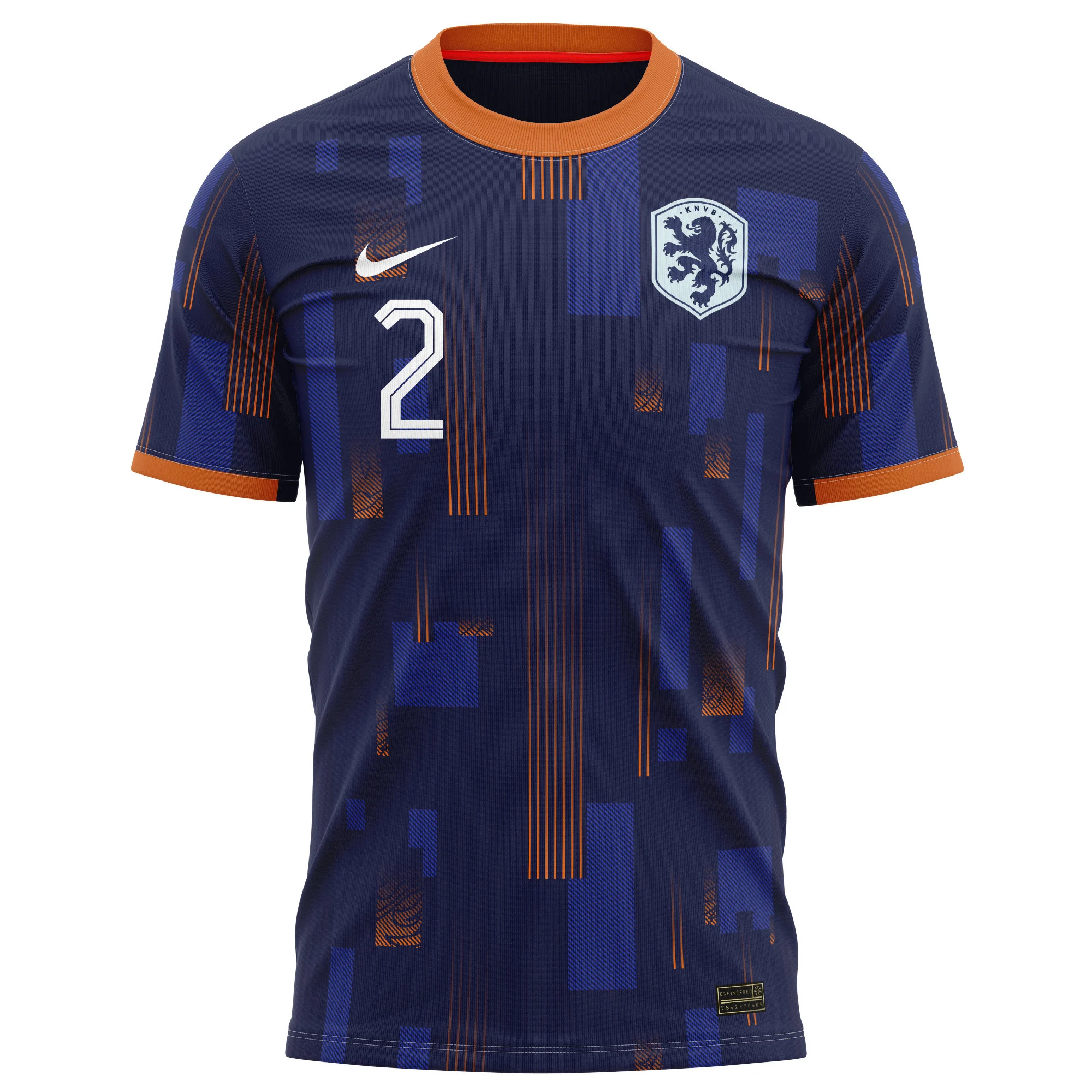 Jurriën Timber 2 Netherlands National Team 2024 Away Kits AOP T-shirt - Navy
