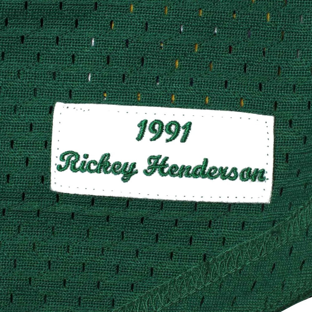 Rickey Henderson Oakland Athletics Mitchell & Ness 1991 Cooperstown Mesh Batting Practice Jersey - Green