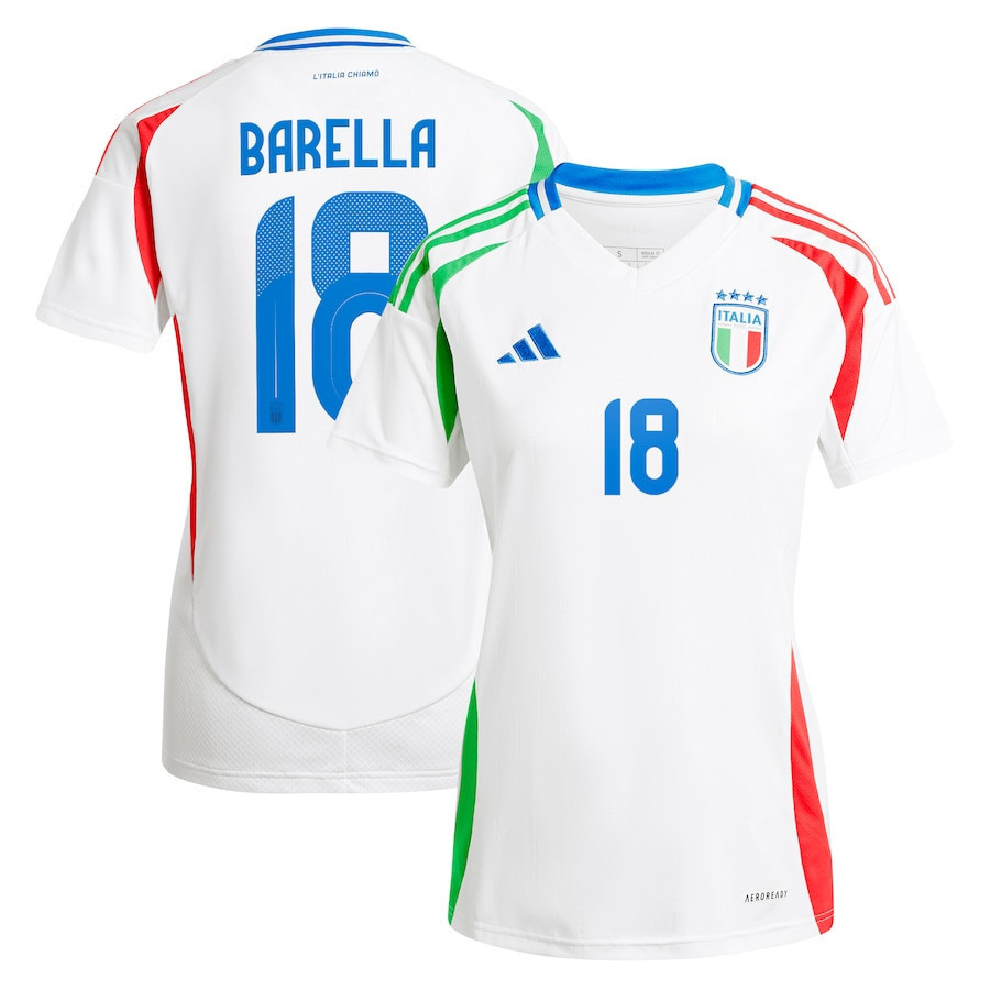 Nicolo Barella 18 Italy National Team 2024 Away Women Jersey - White