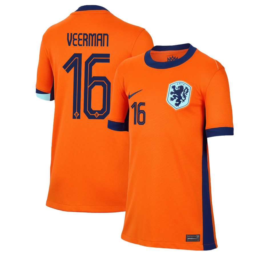 Joey Veerman 16 Netherlands National Team 2024/25 Home YOUTH Jersey - Orange