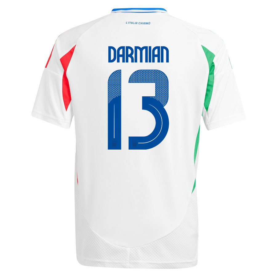 Matteo Darmian 13 Italy National Team 2024/25 Away YOUTH Jersey - White
