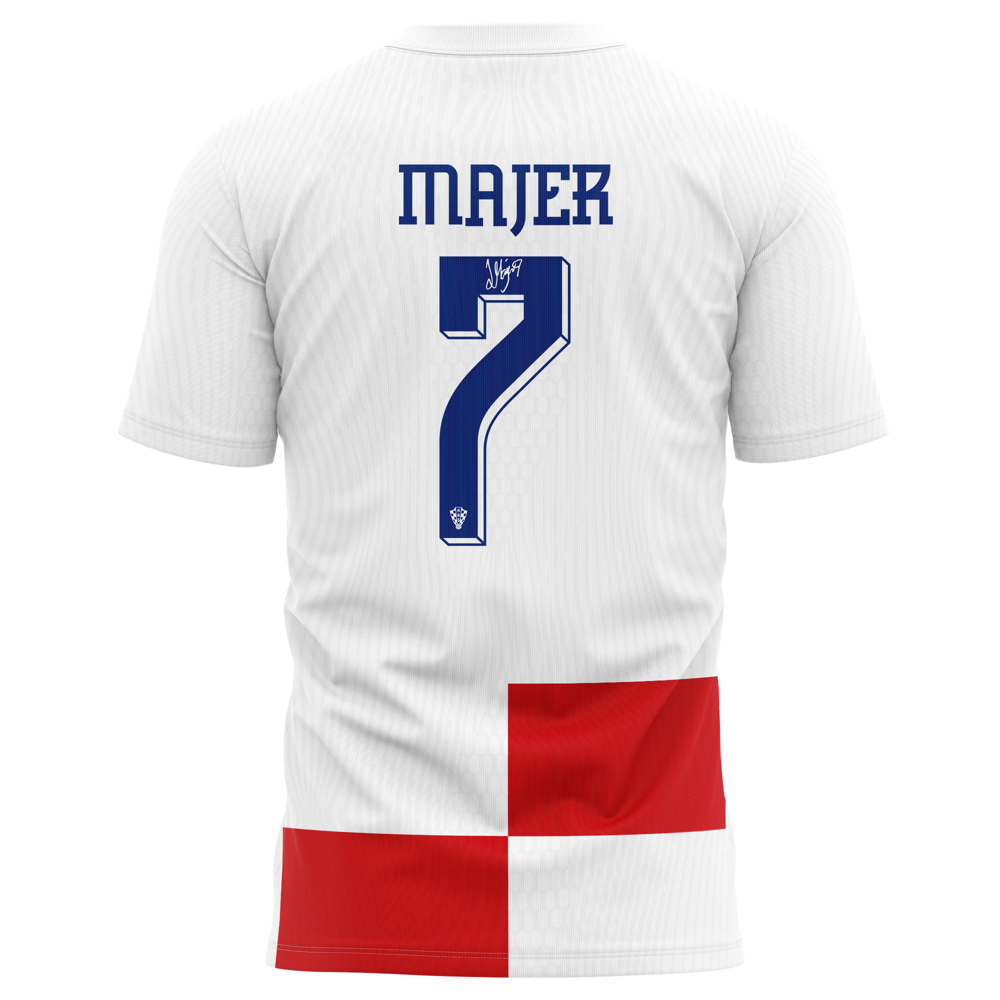 Lovro Majer 7 Signed Croatia National Team 2024/25 Home Kits AOP T-shirt Autographed - White