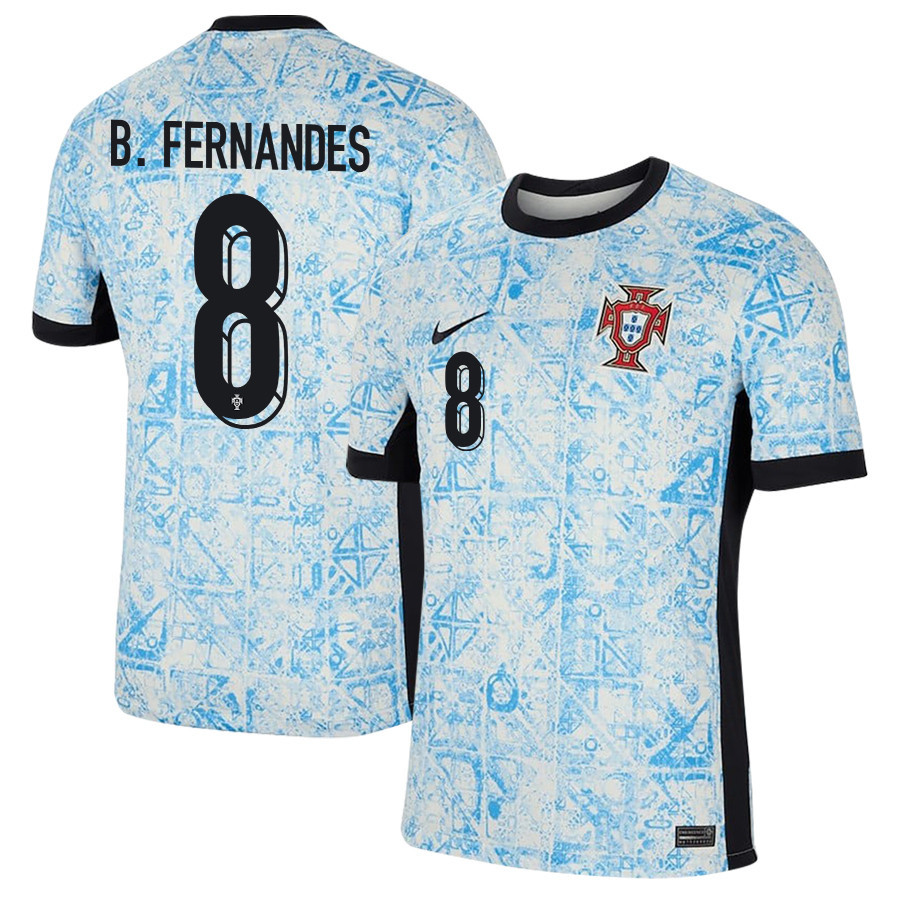 Bruno Fernandes 8 Portugal National Team 2024/25 Away Men Jersey - Cream/Blue