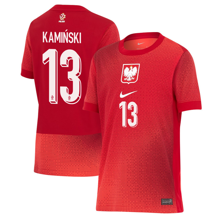 Jakub Kamiński 13 Poland National Team 2024/25 Away YOUTH Jersey - Red