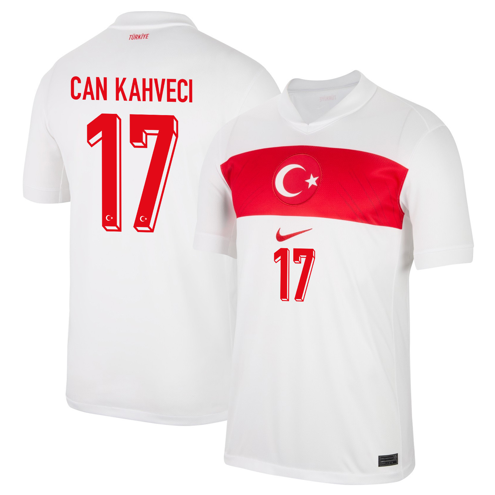 İrfan Can Kahveci 17 Turkey National Team 2024 Home Stadium Men Jersey - White