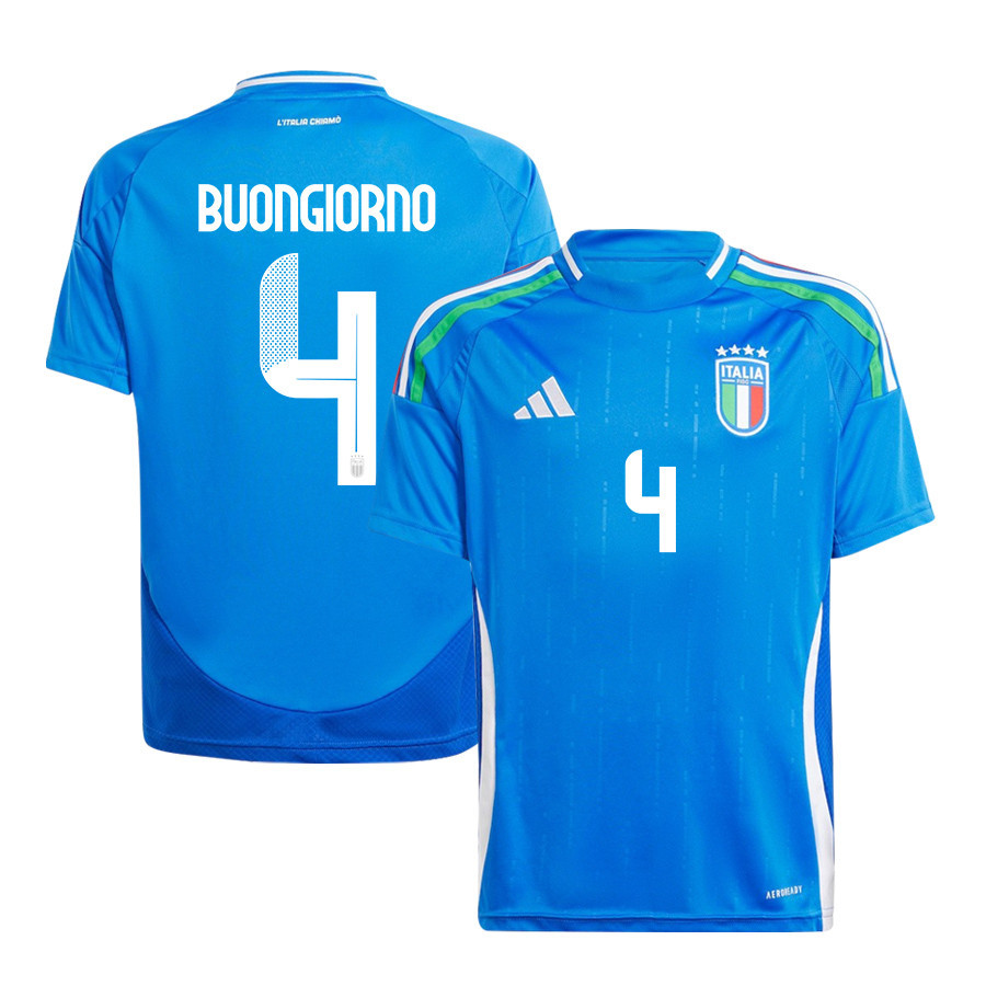Alessandro Buongiorno 4 Italy National Team 2024/25 Home YOUTH Jersey - Blue
