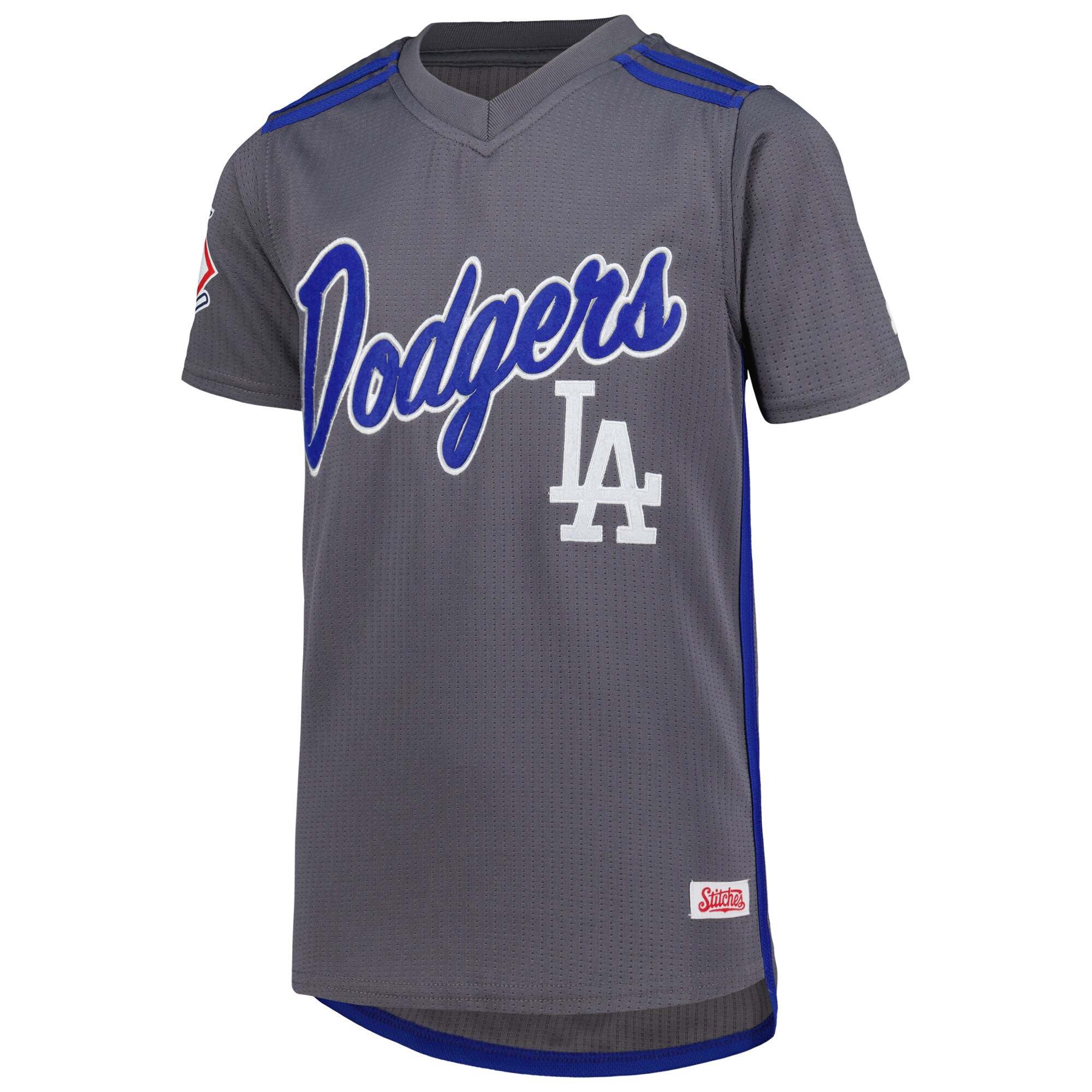 Los Angeles Dodgers Stitches Youth Team V-Neck Jersey - Charcoal