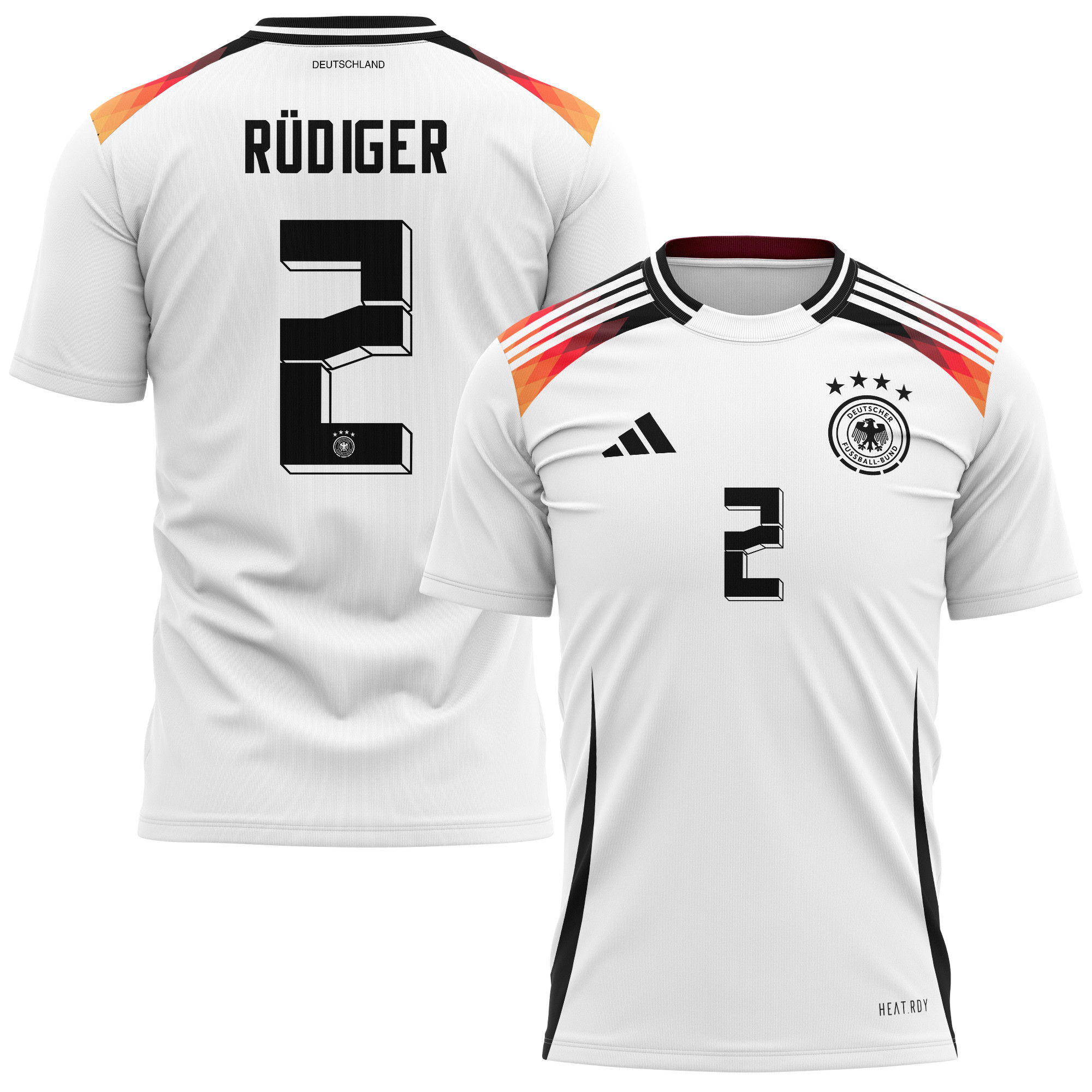 Antonio Rüdiger 2 Germany National Team 2024 Home Kits AOP T-shirt - White