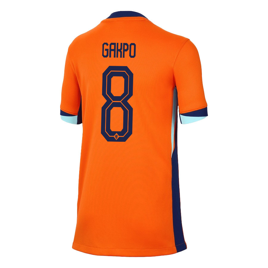 Cody Gakpo 8 Netherlands National Team 2024/25 Home YOUTH Jersey - Orange