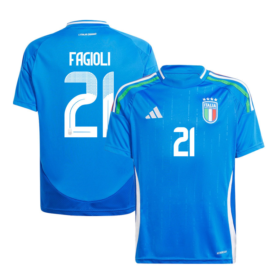 Nicolo Fagioli 21 Italy National Team 2024/25 Home YOUTH Jersey - Blue