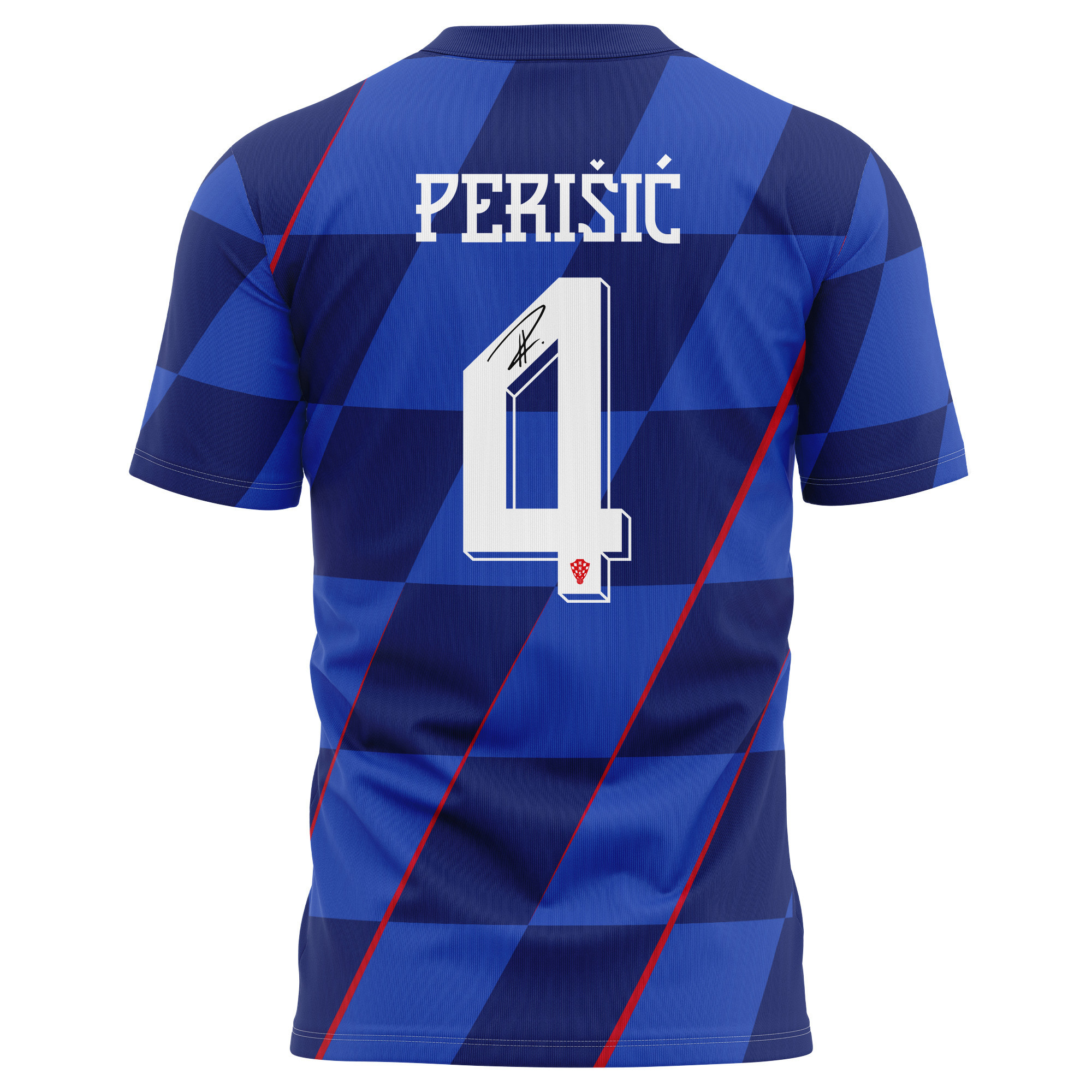 Ivan Perišić 4 Signed Croatia National Team 2024/25 Away Kits AOP T-shirt Autographed - Navy