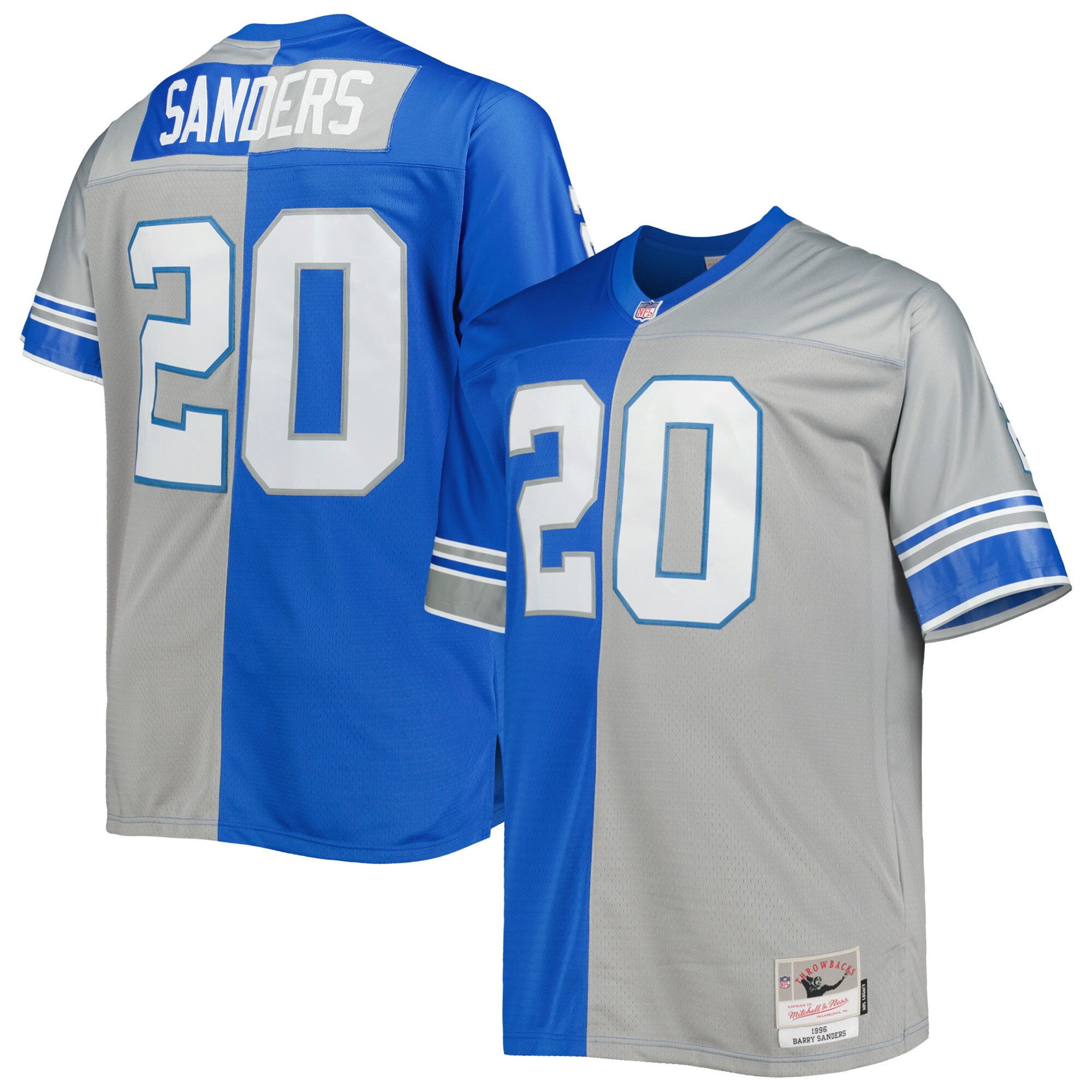 Barry Sanders Detroit Lions Mitchell & Ness Big & Tall Split Legacy Retired Player Replica Jersey - Blue\/Silver