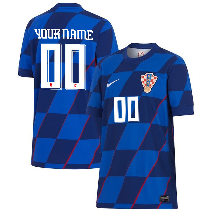 Croatia National Team 2024 Away YOUTH Custom Jersey - Blue