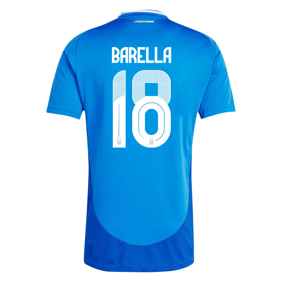 Nicolo Barella 18 Italy National Team 2024/25 Home Men Jersey - Blue