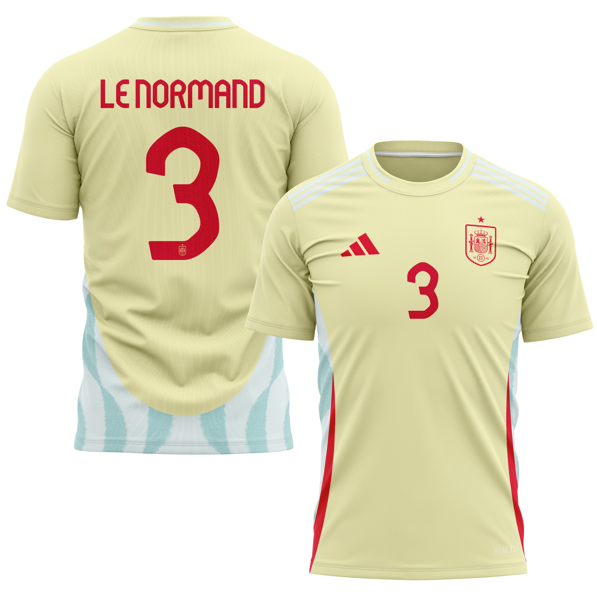 Robin Le Normand 3 Spain National Team 2024 Away Kits AOP T-shirt - Yellow