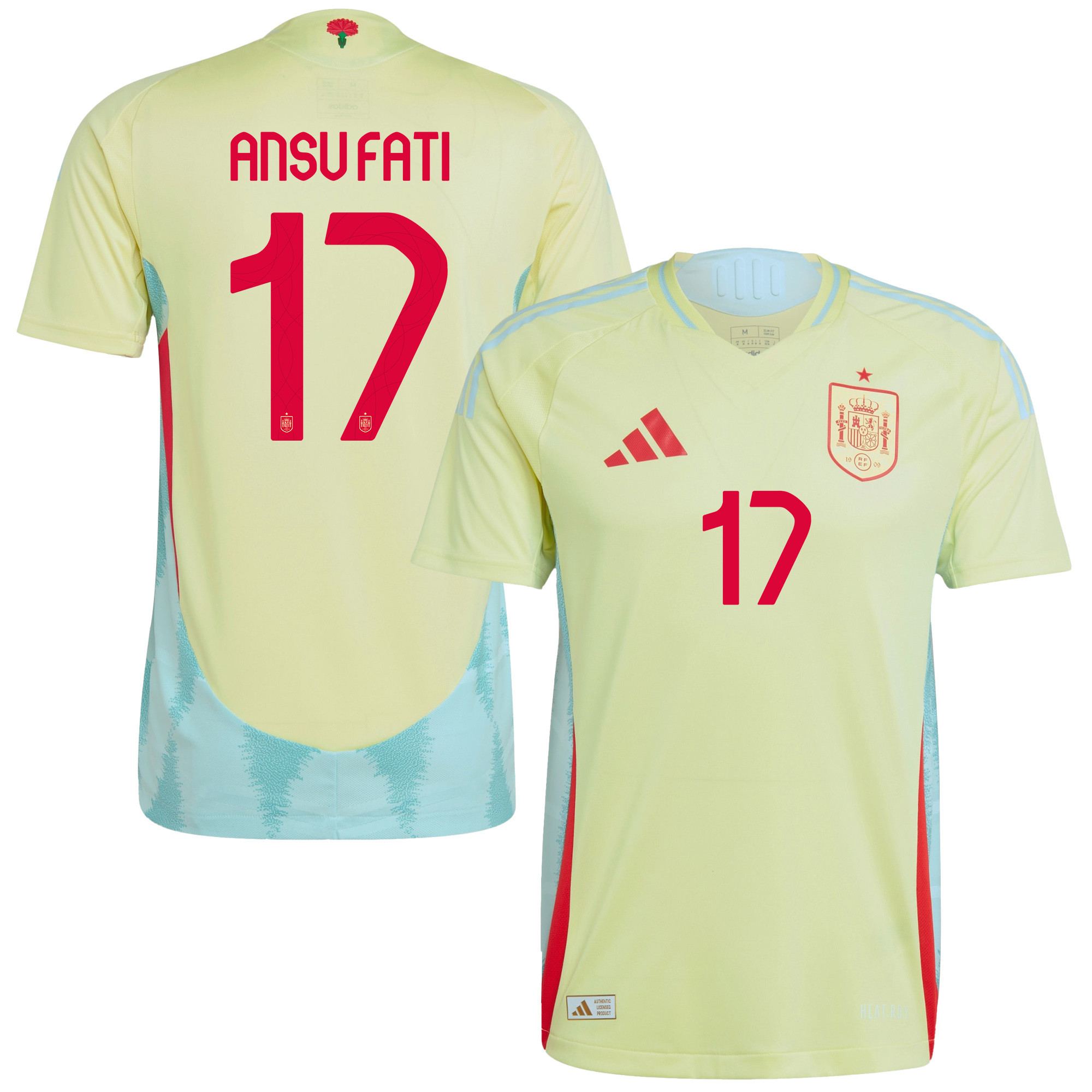 Ansu Fati 17 Spain National Team 2024 Away Men Jersey - Yellow