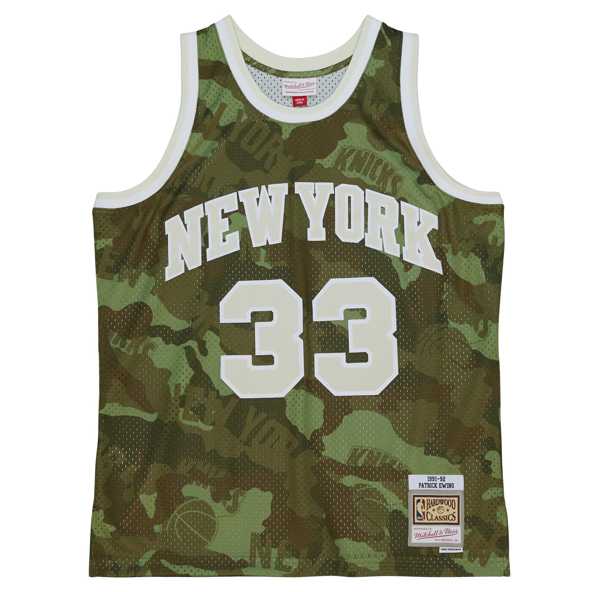 Patrick Ewing New York Knicks Mitchell & Ness Hardwood Classics 1991\/92 Ghost Green Swingman Jersey - Camo