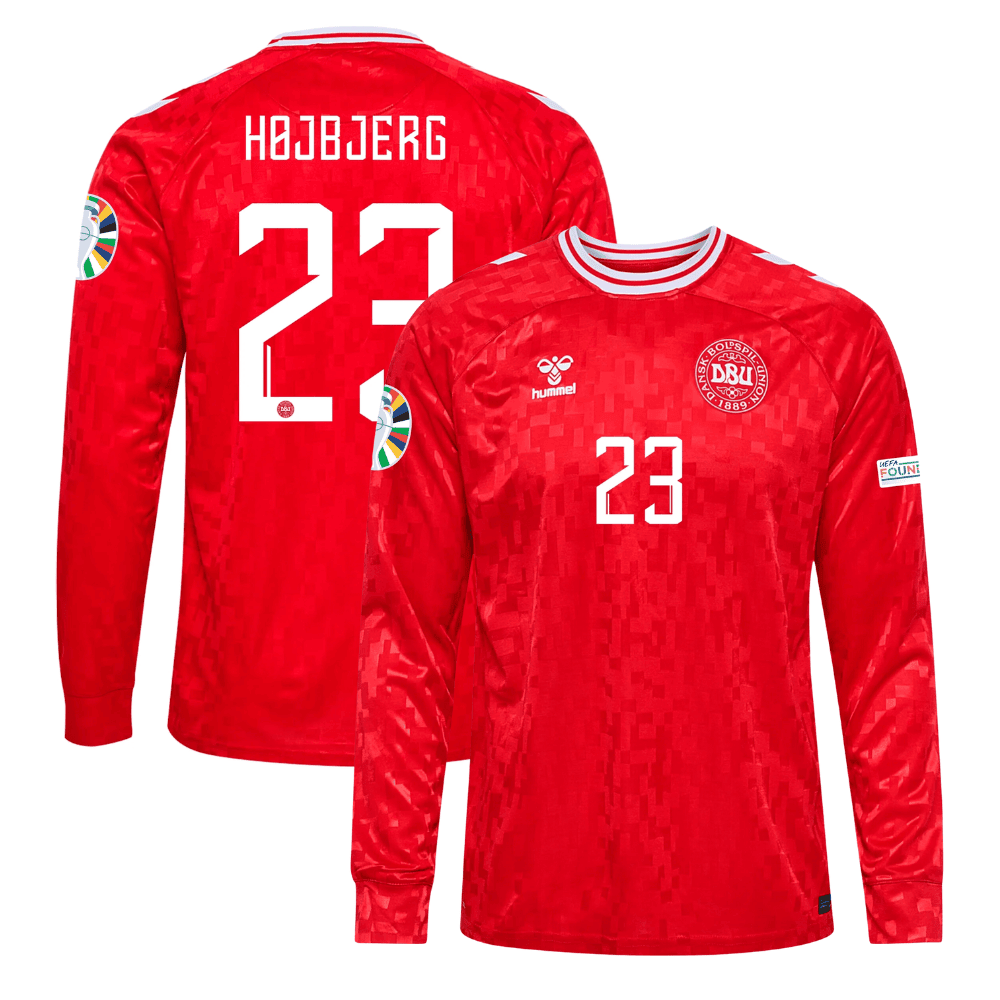 Pierre-Emile Højbjerg 23 Denmark National Team 2024 Home Long Sleeve Men Jersey - Red