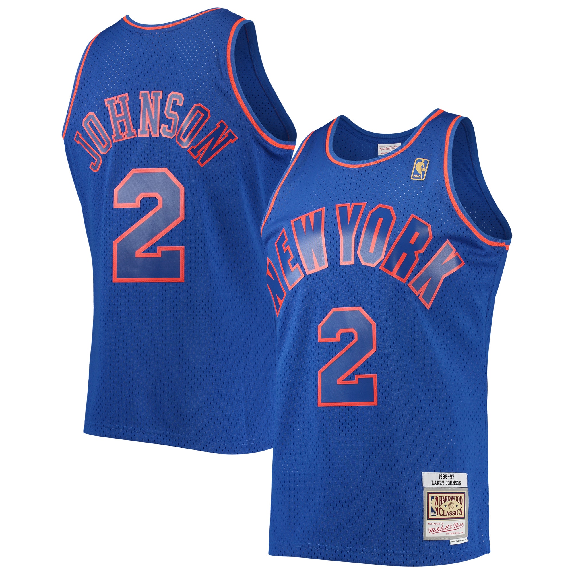 Larry Johnson New York Knicks Mitchell & Ness 1996\/97 Hardwood Classics Swingman Jersey - Blue
