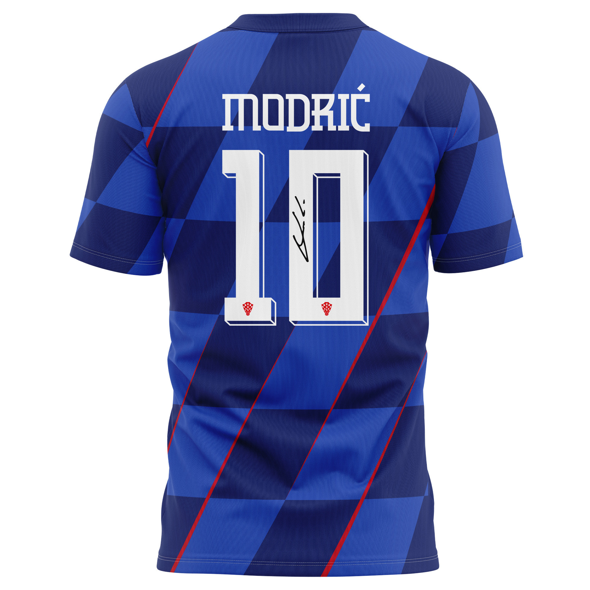 Luka Modrić 10 Signed Croatia National Team 2024/25 Away Kits AOP T-shirt Autographed - Navy