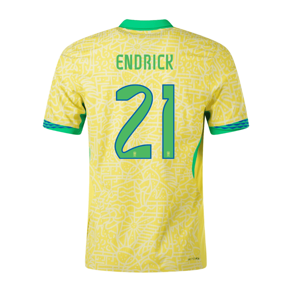 Endrick 21 Brazil National Team 2024 Home Stadium Men Jersey - Yellow
