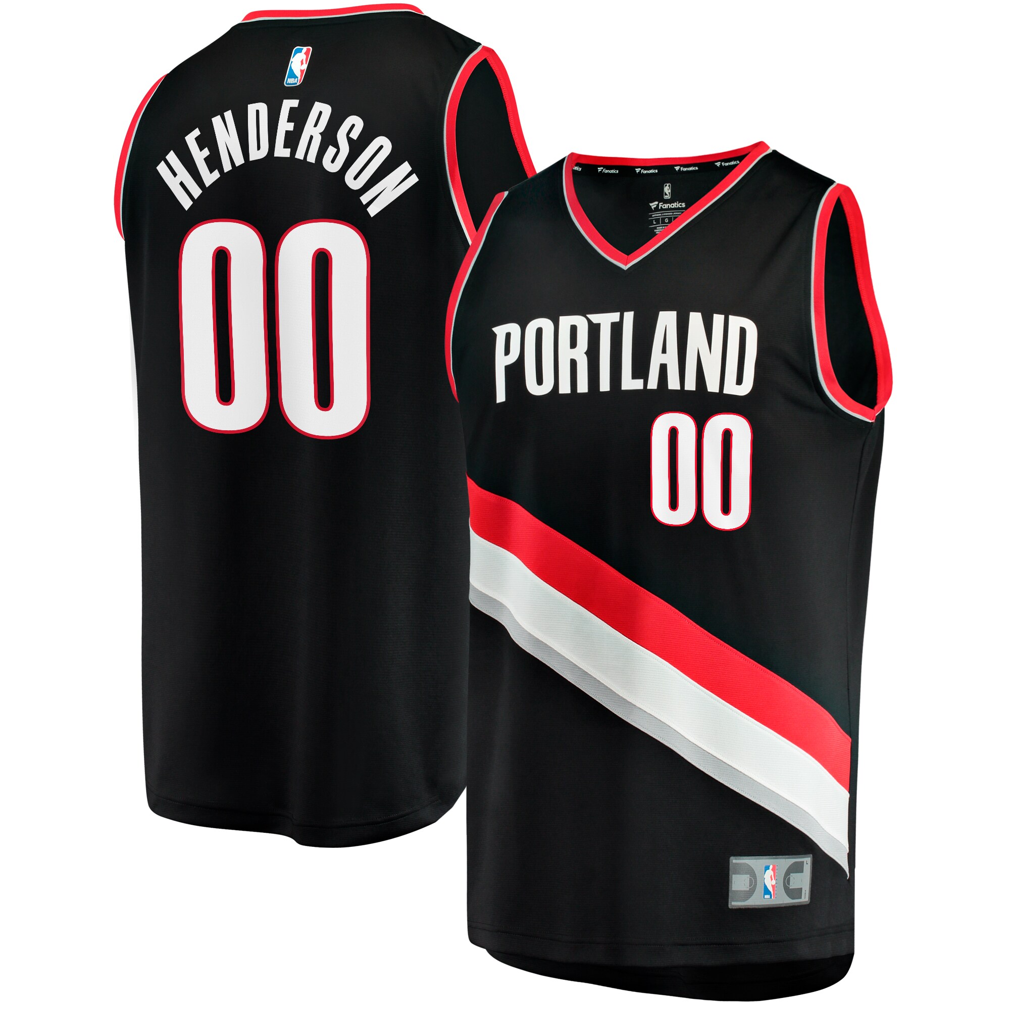Scoot Henderson Portland Trail Blazers Fanatics  Fast Break Replica Jersey - Icon Edition - Black