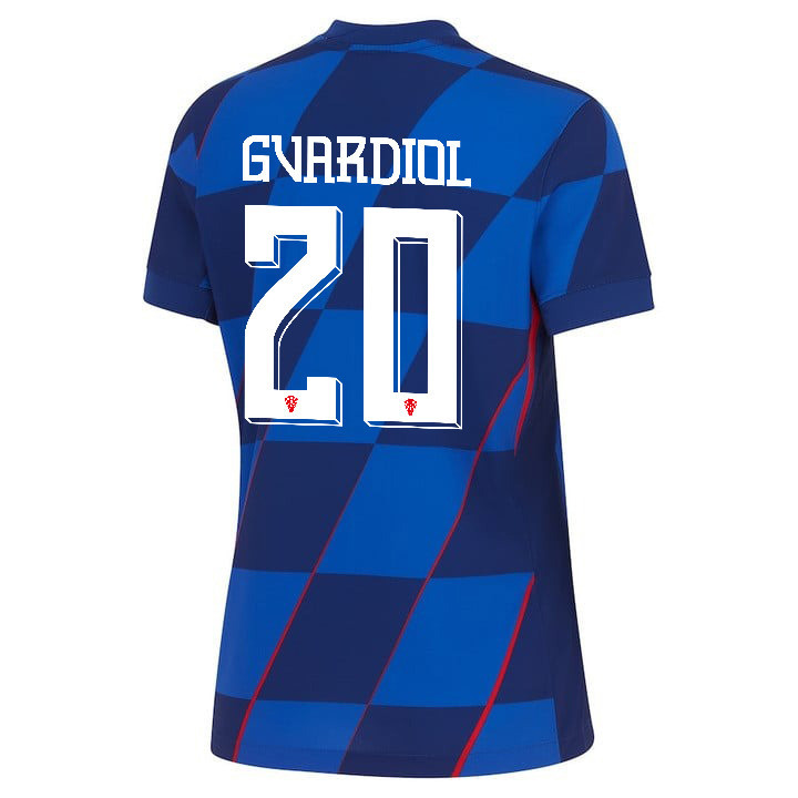 Joško Gvardiol 20 Croatia National Team 2024 Away WOMEN Jersey - Blue