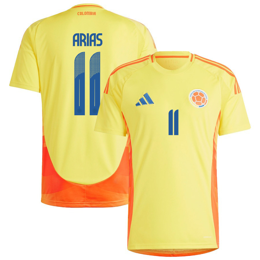 Jhon Arias 11 Colombia National Team 2024/25 Home Men Jersey - Yellow