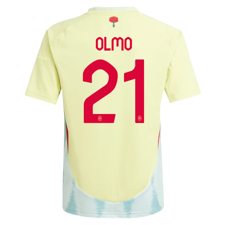 Dani Olmo 21 Spain National Team 2024 Away YOUTH Jersey - Yellow