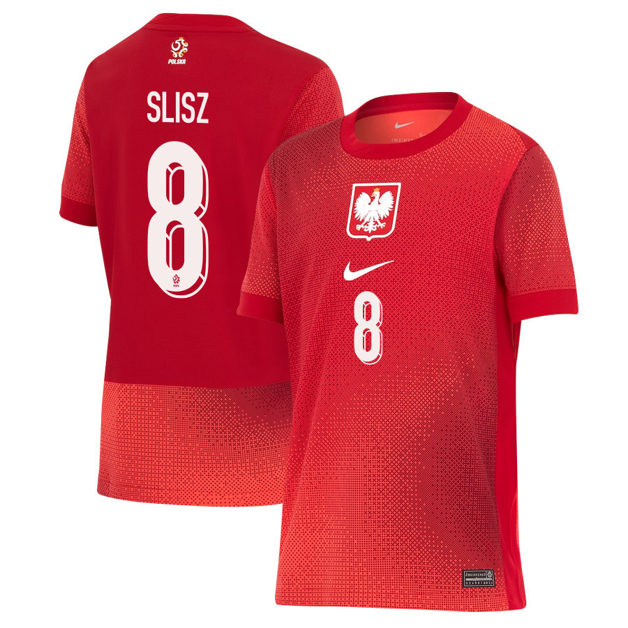 Bartosz Slisz 8 Poland National Team 2024/25 Away YOUTH Jersey - Red