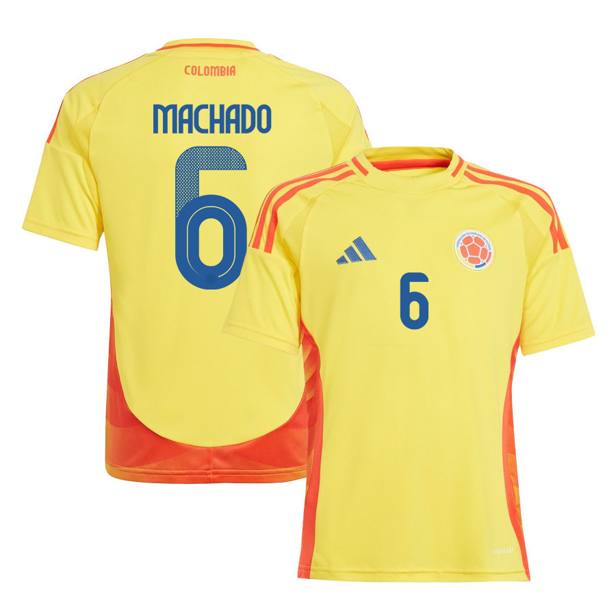 Deiver Machado 6 Colombia National Team 2024/25 Home YOUTH Jersey - Yellow