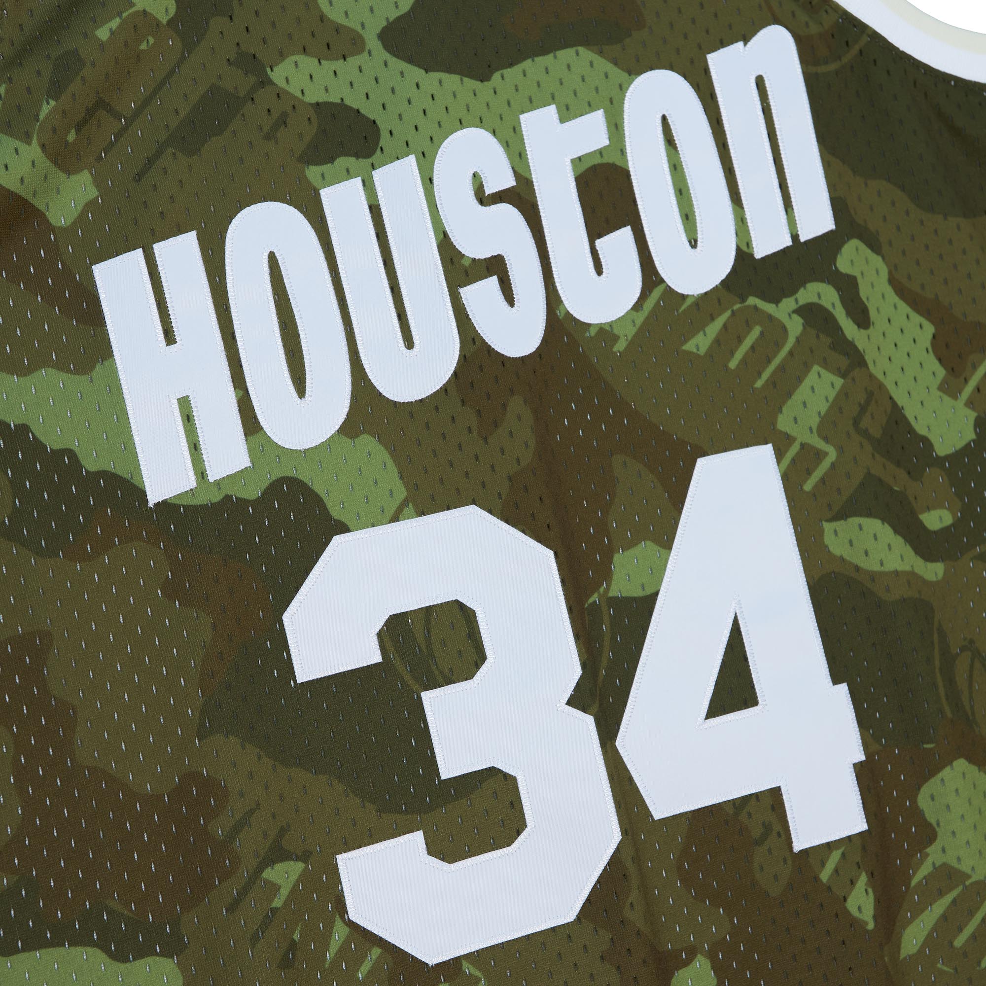 Hakeem Olajuwon Houston Rockets Mitchell & Ness Hardwood Classics 1993\/94 Ghost Green Swingman Jersey - Camo