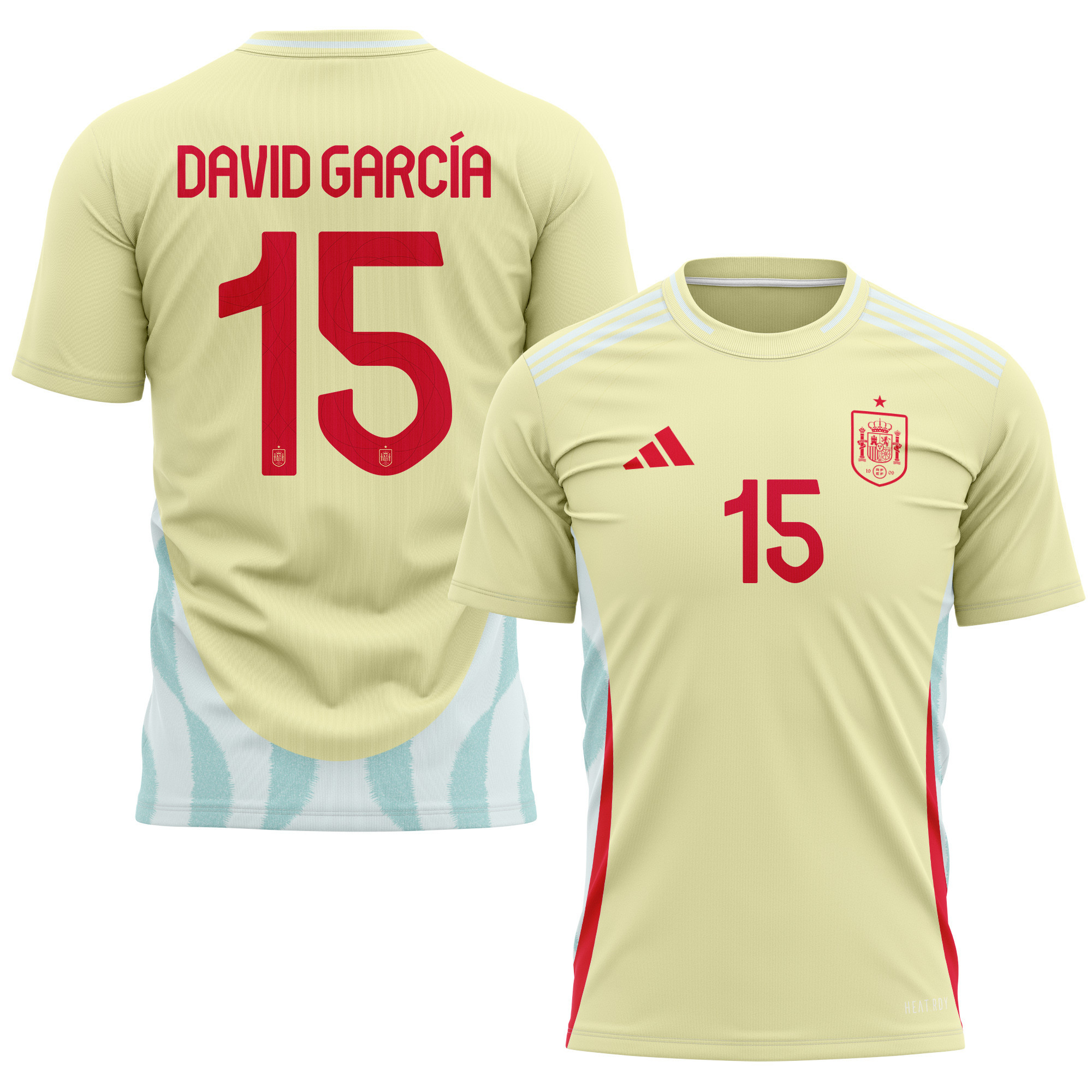 David García 15 Spain National Team 2024 Away Kits AOP T-shirt - Yellow