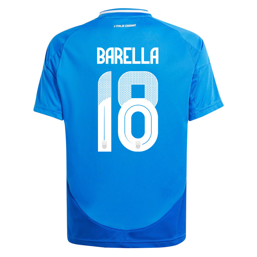 Nicolo Barella 18 Italy National Team 2024/25 Home YOUTH Jersey - Blue