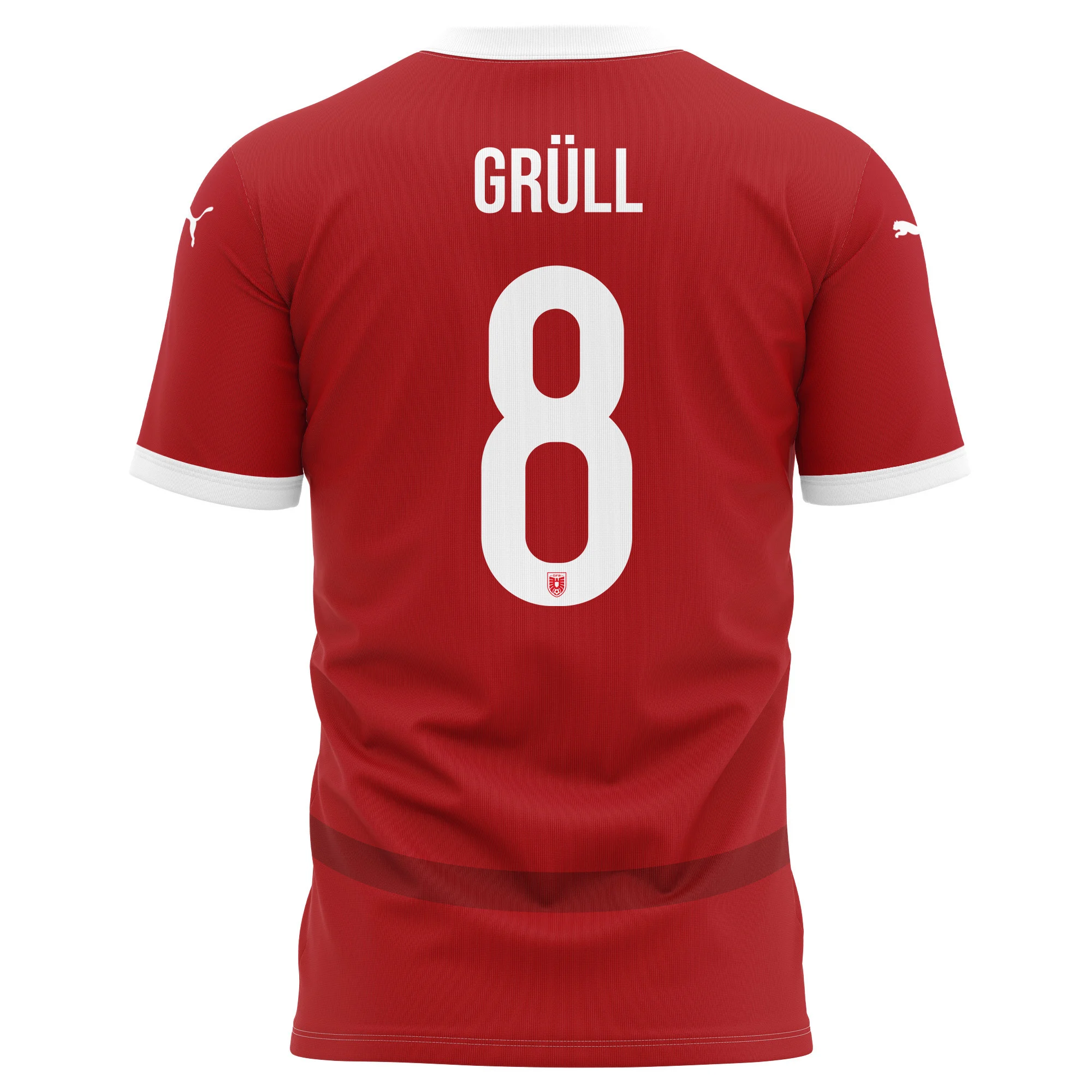 Marco Grüll 8 Austria National Team 2024/25 Home Kits AOP T-shirt - Red