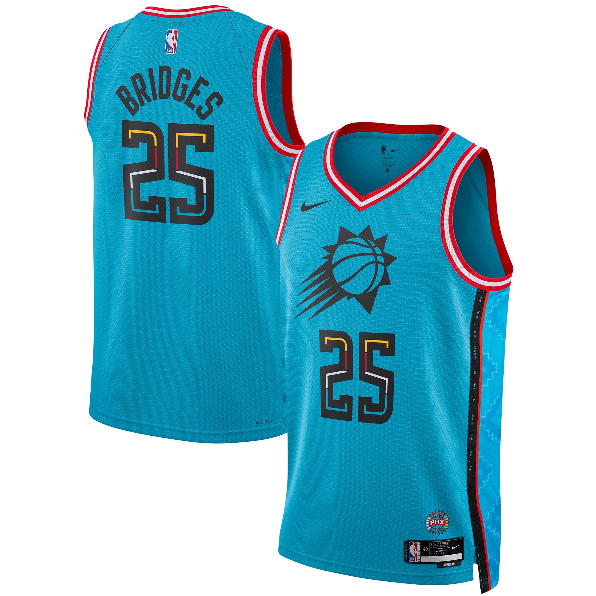 Mikal Bridges Phoenix Suns  Unisex 2022\/23 Swingman Jersey - City Edition - Turquoise