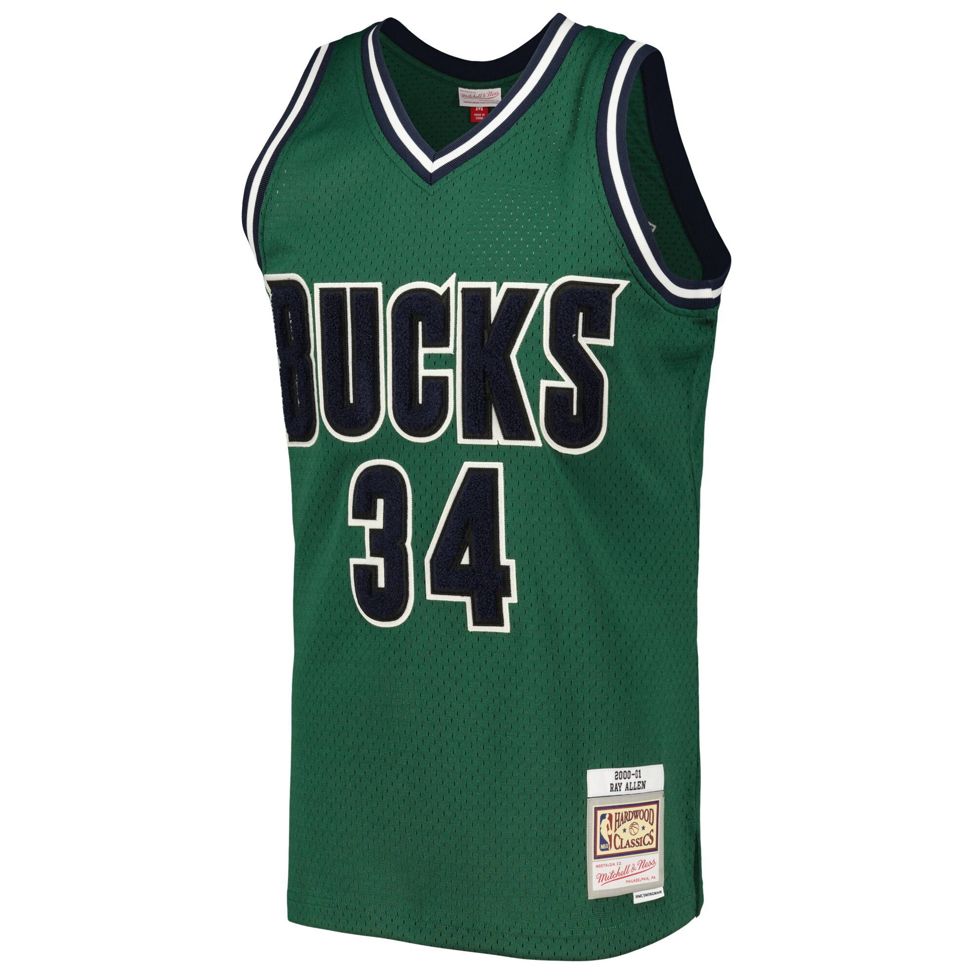 Ray Allen Milwaukee Bucks Mitchell & Ness 2000\/01 Hardwood Classics Off-Court Swingman Jersey - Hunter Green